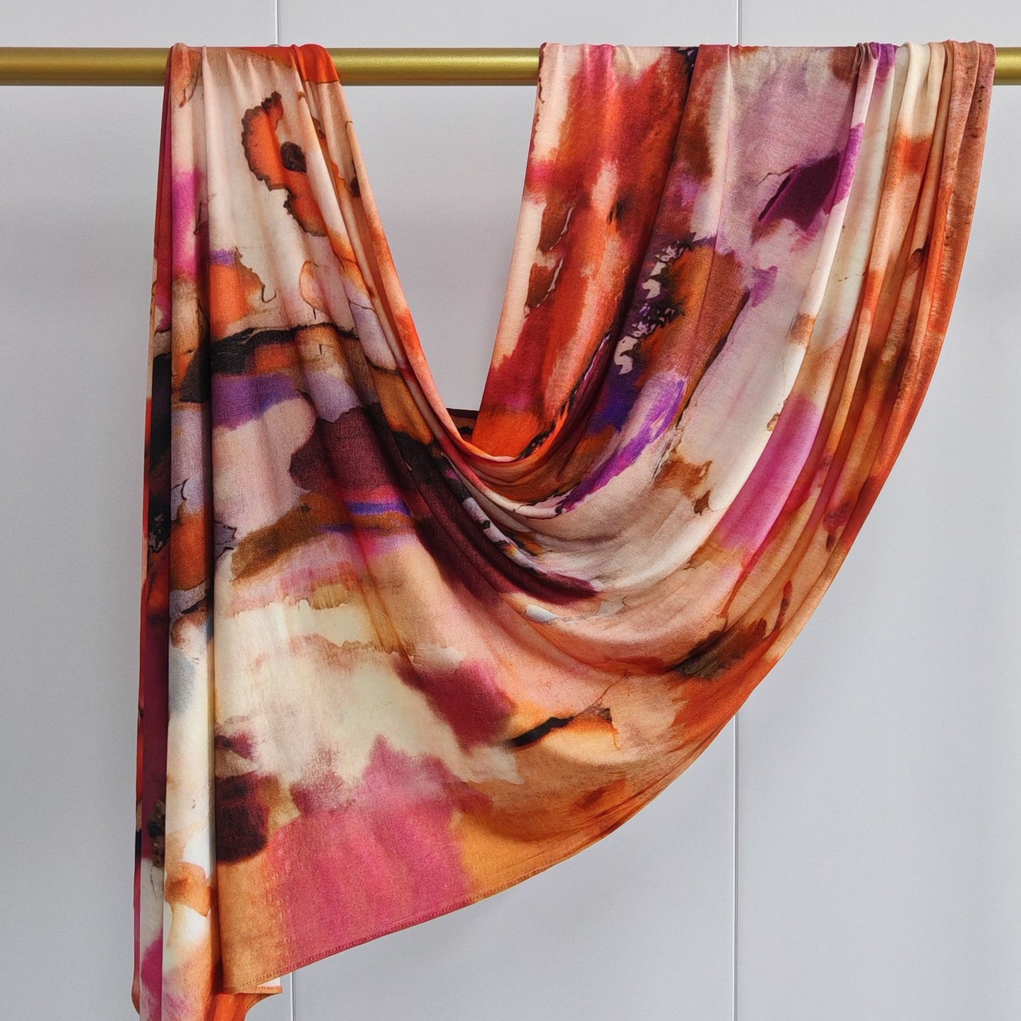 [High Quality Mercerized Cotton Print] Jersey Print Bohemian Watercolor Jersey Print Scarf