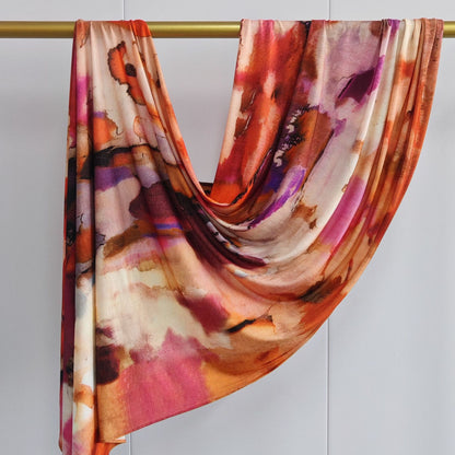 [High Quality Mercerized Cotton Print] Jersey Print Bohemian Watercolor Jersey Print Scarf