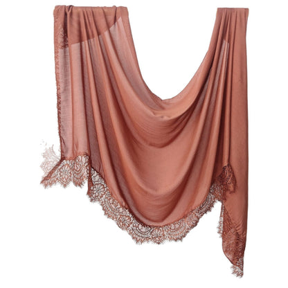 [Lace L side] lace patchwork monochrome cotton scarf breathable shawl lace modal scarf for women