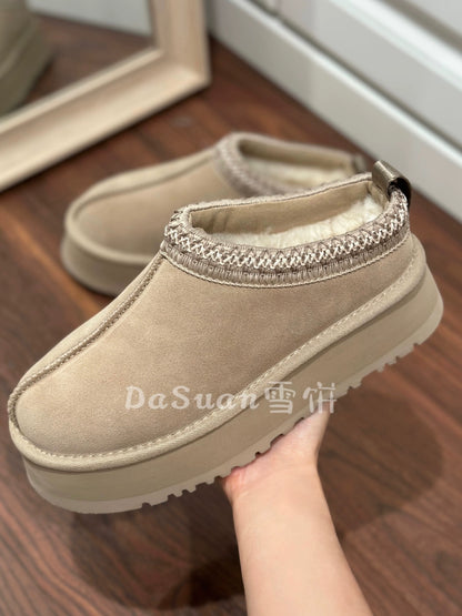 Ugg Tazz style men's women's thick-soled snow boots shoes, wool slippers, shearling leather integrated toe slippers
