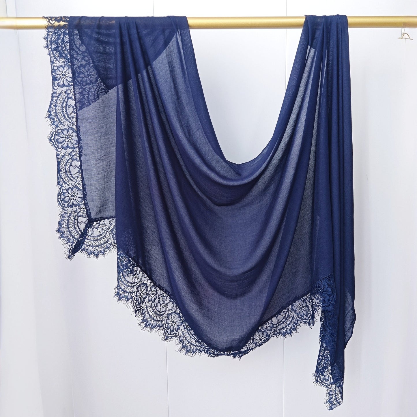 [Lace L side] lace patchwork monochrome cotton scarf breathable shawl lace modal scarf for women