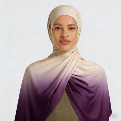 [Liquid jersey gradient] gradient liquid jersey premium Liquid Jersey hand-painted scarf for women