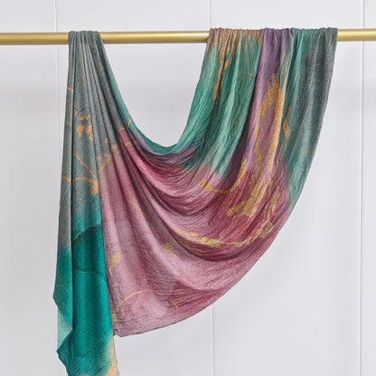 [High Quality Mercerized Cotton Print] Jersey Print Bohemian Watercolor Jersey Print Scarf