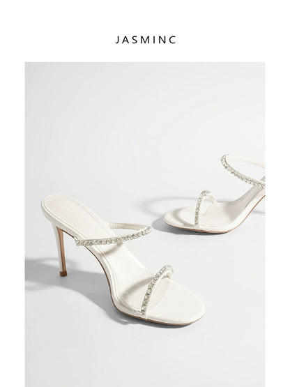 White Rhinestone Heels