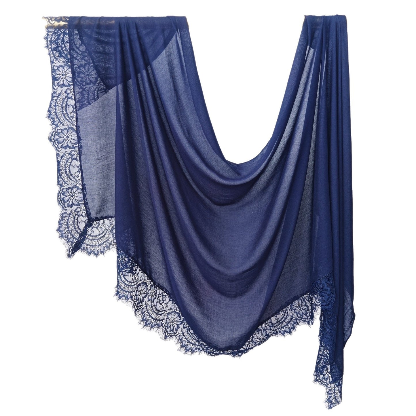 [Lace L side] lace patchwork monochrome cotton scarf breathable shawl lace modal scarf for women