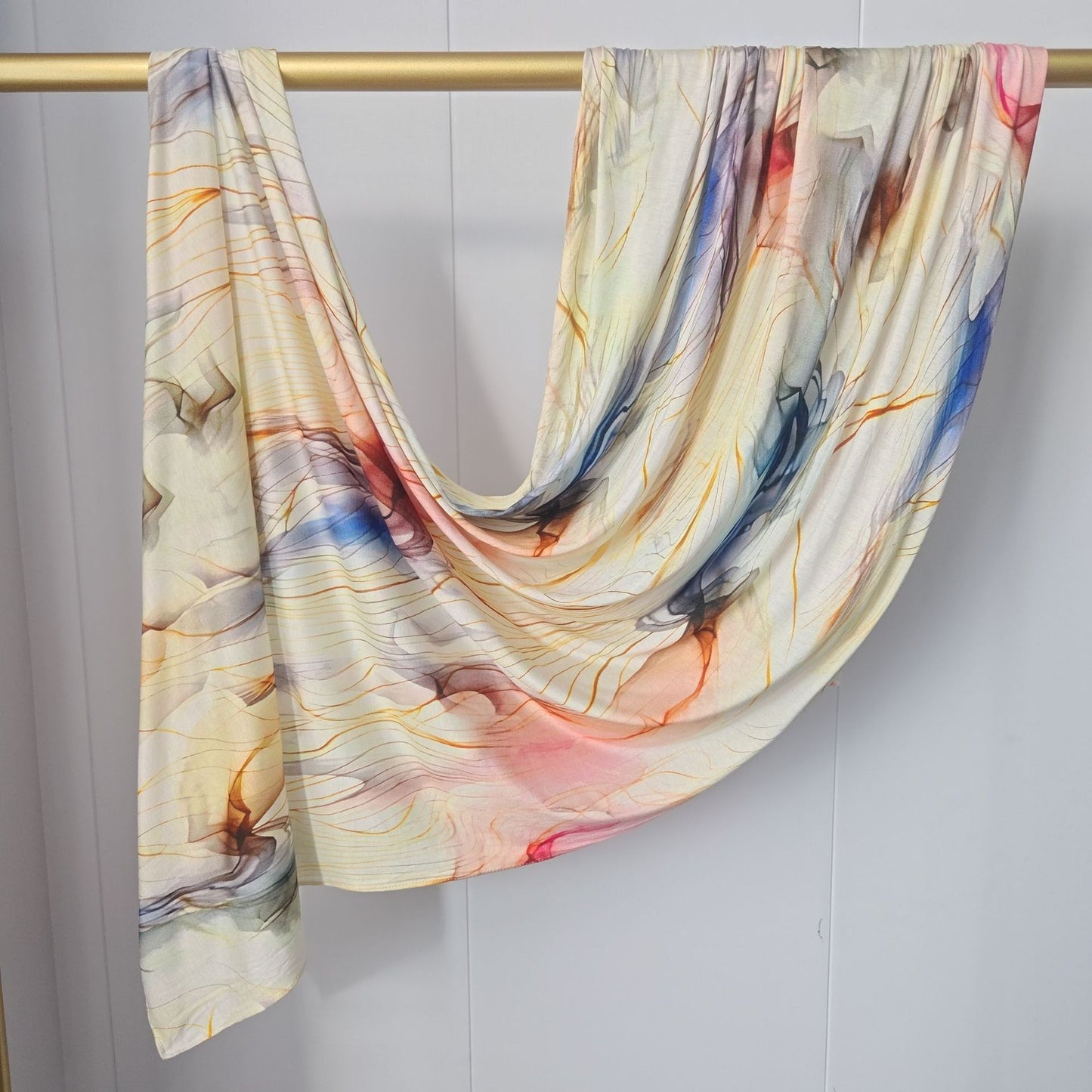 [High Quality Mercerized Cotton Print] Jersey Print Bohemian Watercolor Jersey Print Scarf