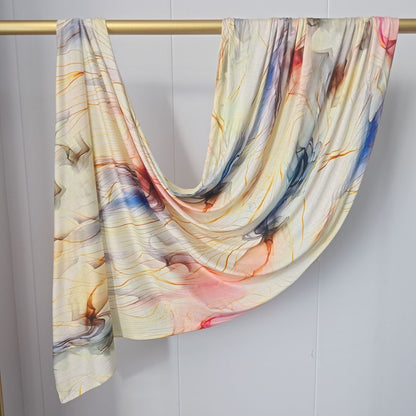 [High Quality Mercerized Cotton Print] Jersey Print Bohemian Watercolor Jersey Print Scarf