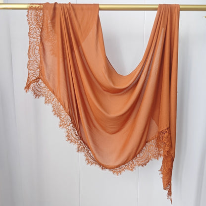 [Lace L side] lace patchwork monochrome cotton scarf breathable shawl lace modal scarf for women