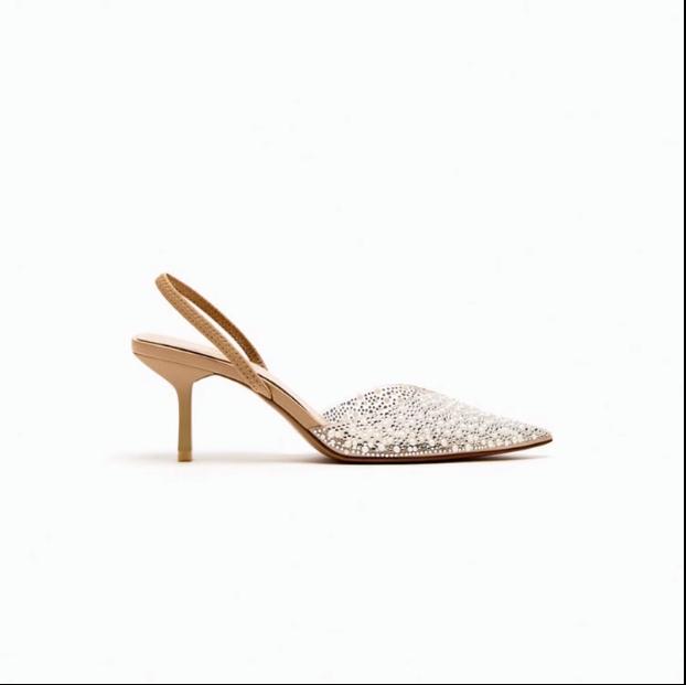 Pearl slingback stiletto high heels