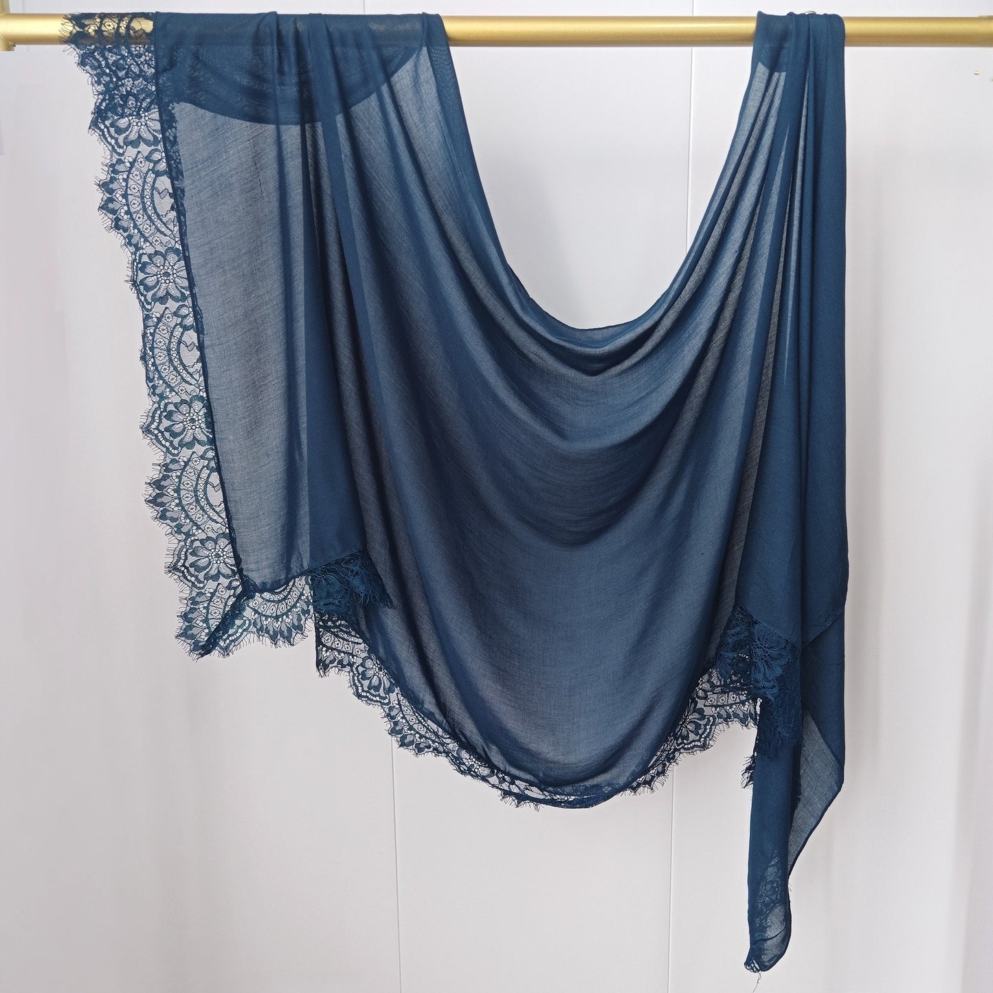 [Lace L side] lace patchwork monochrome cotton scarf breathable shawl lace modal scarf for women
