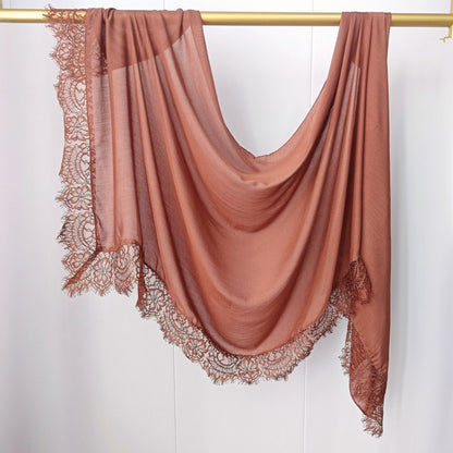 [Lace L side] lace patchwork monochrome cotton scarf breathable shawl lace modal scarf for women