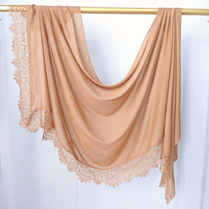 [Lace L side] lace patchwork monochrome cotton scarf breathable shawl lace modal scarf for women