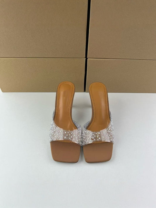 Rhinestone Transparent PVC Kitten Heels