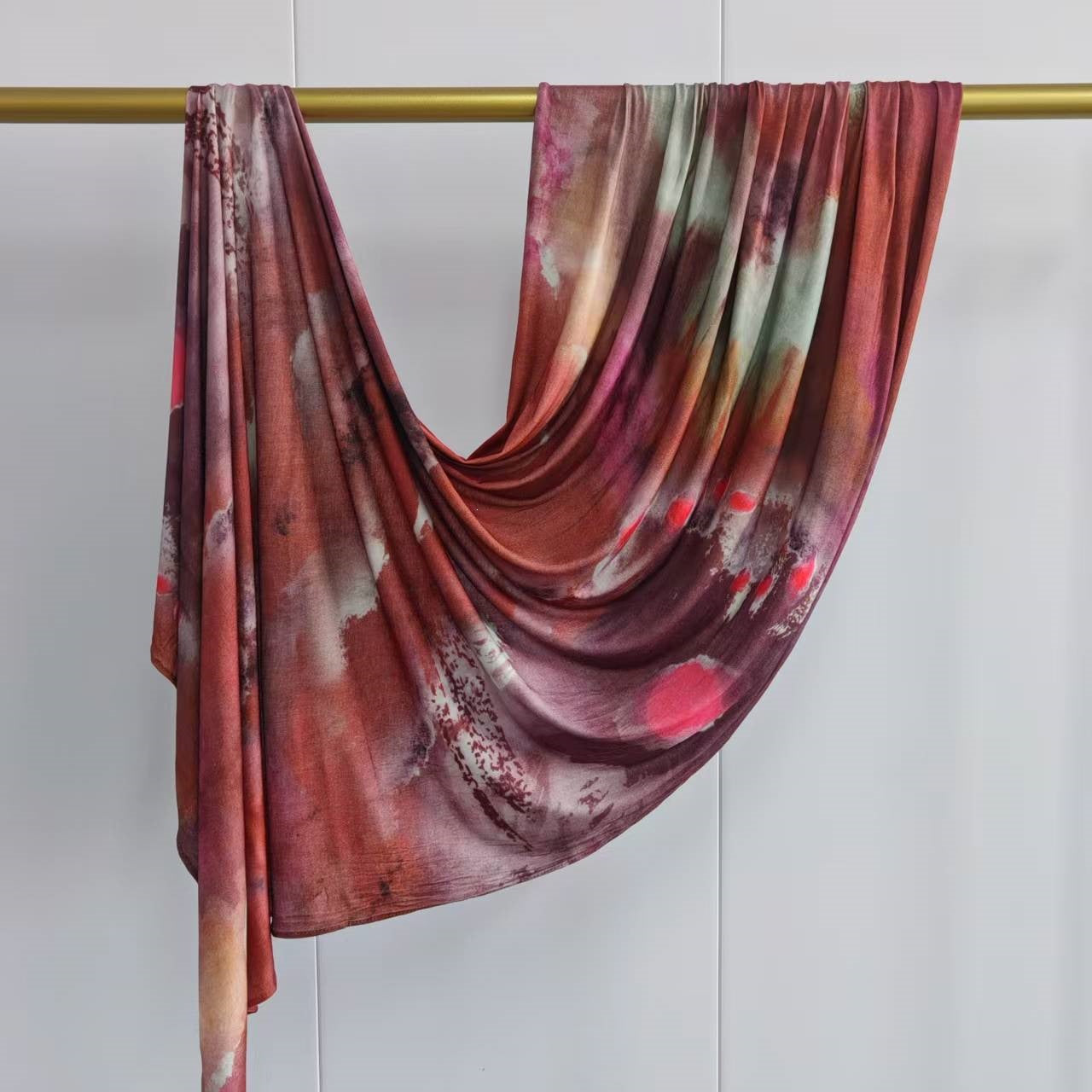 [High Quality Mercerized Cotton Print] Jersey Print Bohemian Watercolor Jersey Print Scarf
