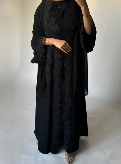 MQ427modest Middle East Fashion Foreign Trade Muslim Women's Turkish Lace Stitched Lace Robes Abaya