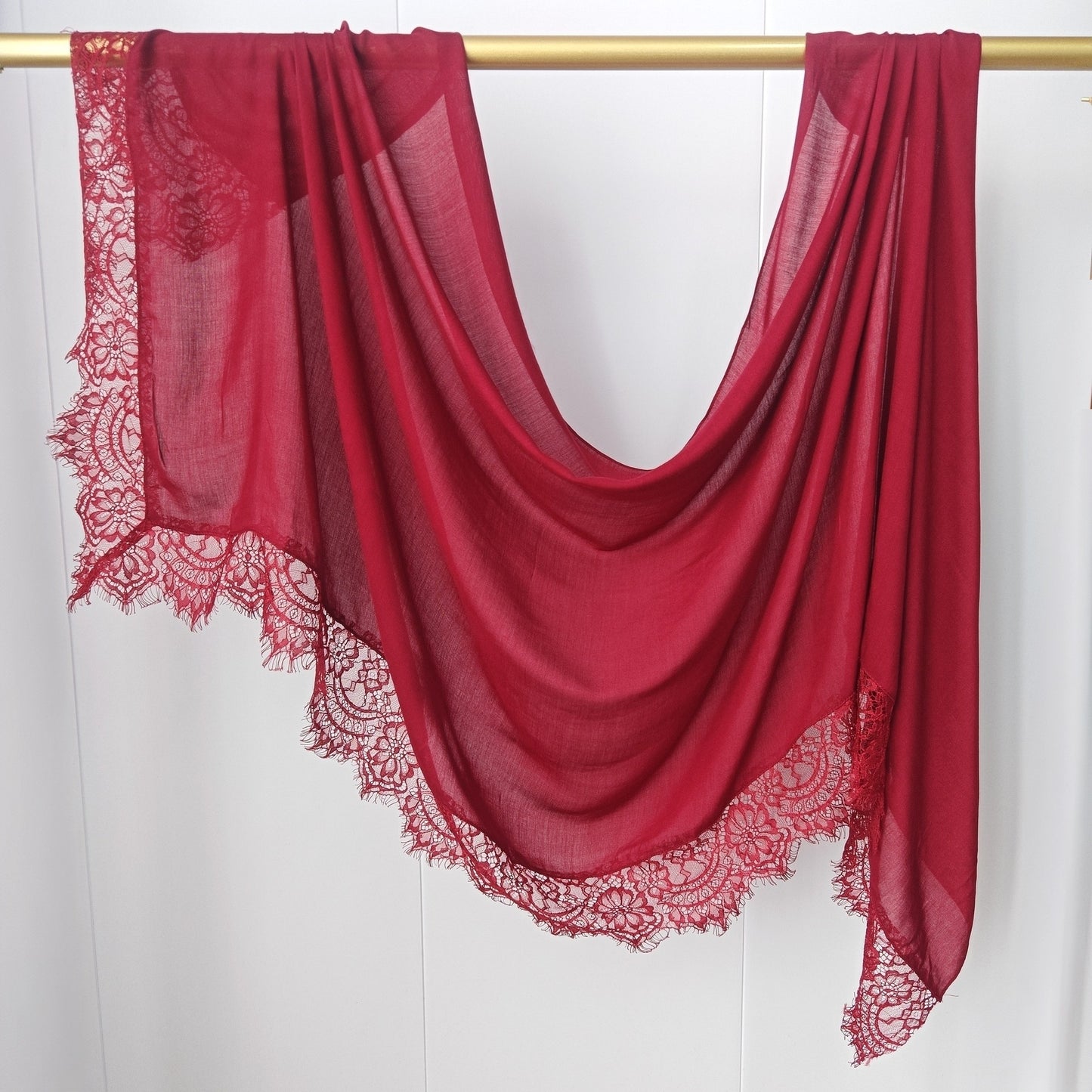 [Lace L side] lace patchwork monochrome cotton scarf breathable shawl lace modal scarf for women