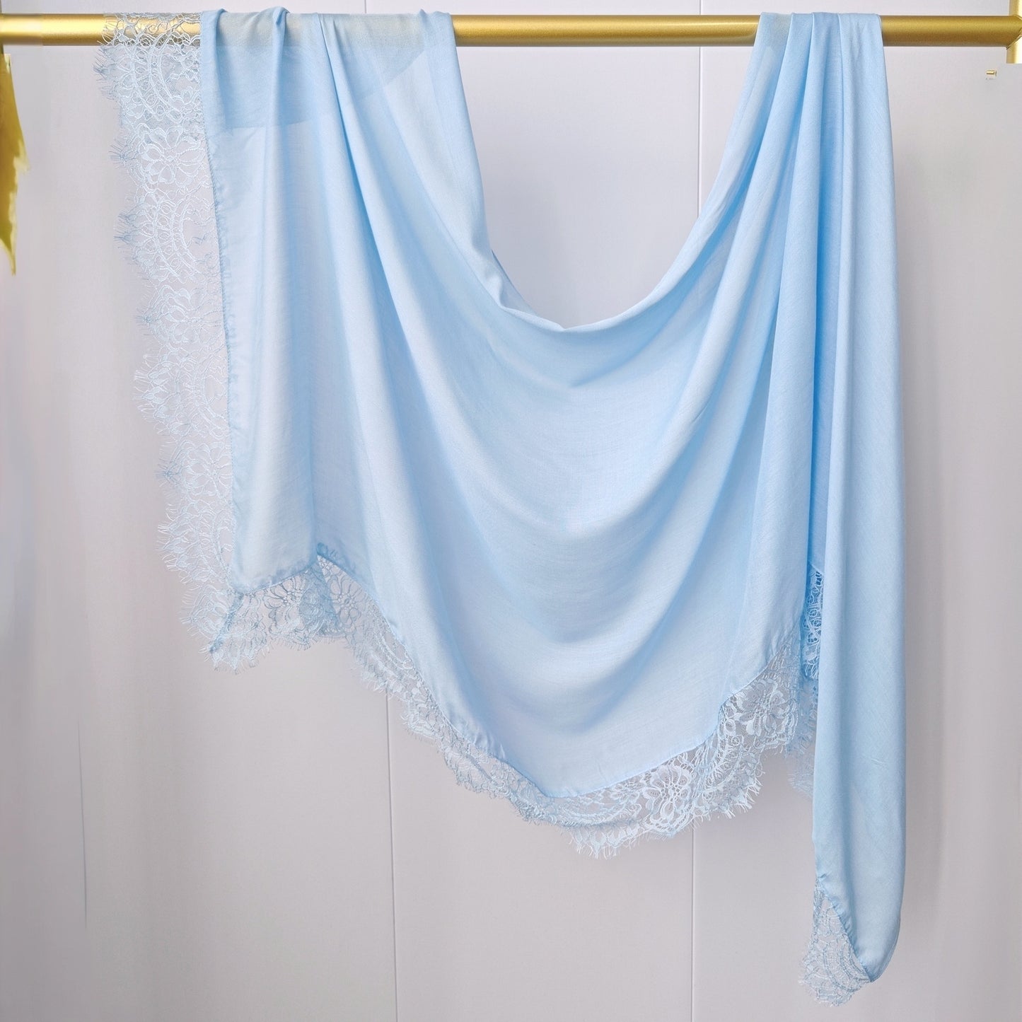 [Lace L side] lace patchwork monochrome cotton scarf breathable shawl lace modal scarf for women