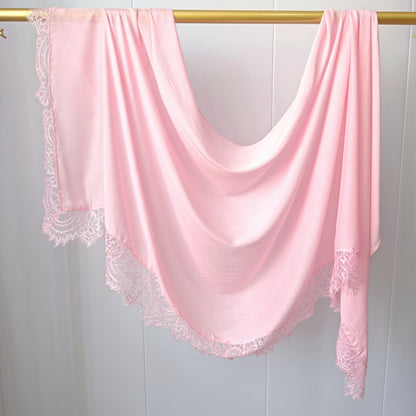 [Lace L side] lace patchwork monochrome cotton scarf breathable shawl lace modal scarf for women
