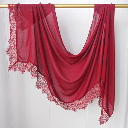 [Lace L side] lace patchwork monochrome cotton scarf breathable shawl lace modal scarf for women