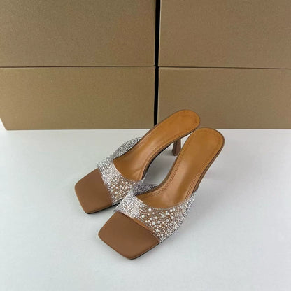 Rhinestone Transparent PVC Kitten Heels