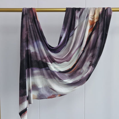 [High Quality Mercerized Cotton Print] Jersey Print Bohemian Watercolor Jersey Print Scarf