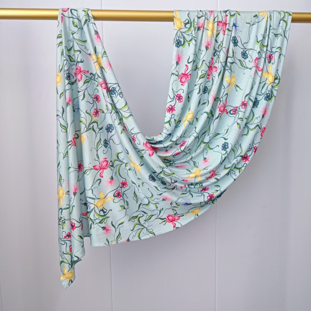 [High Quality Mercerized Cotton Print] Jersey Print Bohemian Watercolor Jersey Print Scarf
