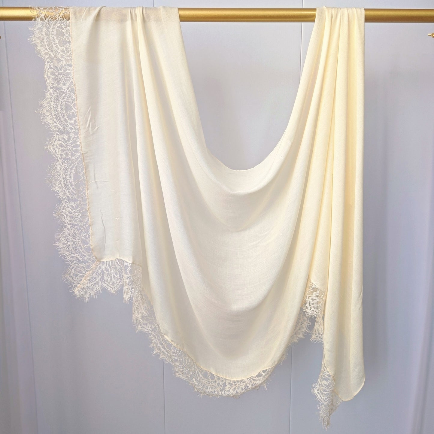 [Lace L side] lace patchwork monochrome cotton scarf breathable shawl lace modal scarf for women