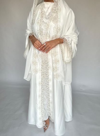 MQ427modest Middle East Fashion Foreign Trade Muslim Women's Turkish Lace Stitched Lace Robes Abaya
