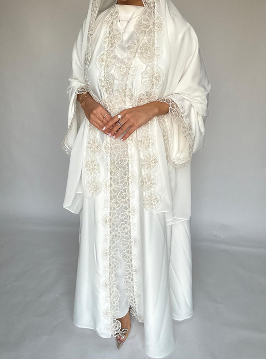 MQ427modest Middle East Fashion Foreign Trade Muslim Women's Turkish Lace Stitched Lace Robes Abaya