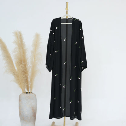 Floral Embroidery Open Abaya