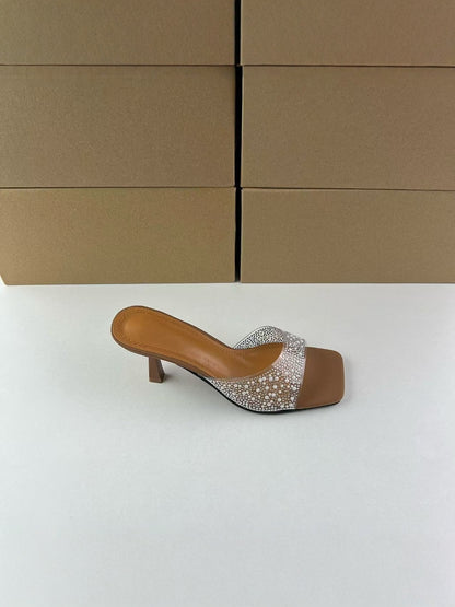 Rhinestone Transparent PVC Kitten Heels